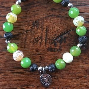 Handmade Essential Oil Lava Bead Bracelet Earth Tone Colors Brown Green